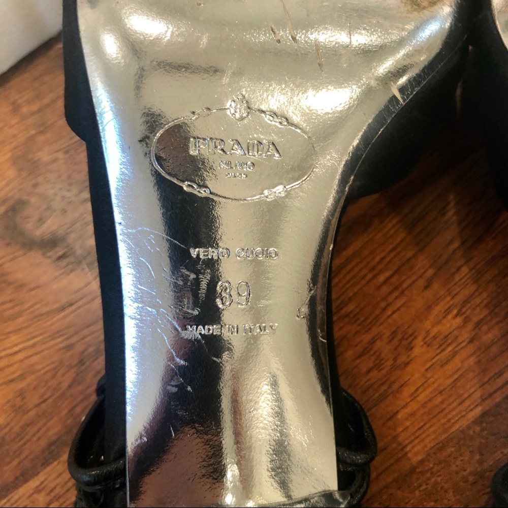 Prada Leather Slingback Satin Heels - Picture 5 of 8